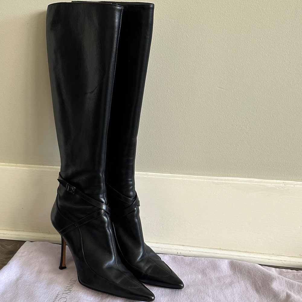 Jimmy Choo Black Leather Heeled Boots